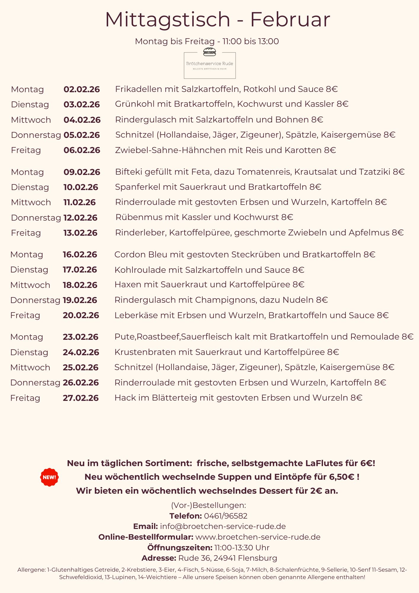 Mittagstisch Brötchenservice