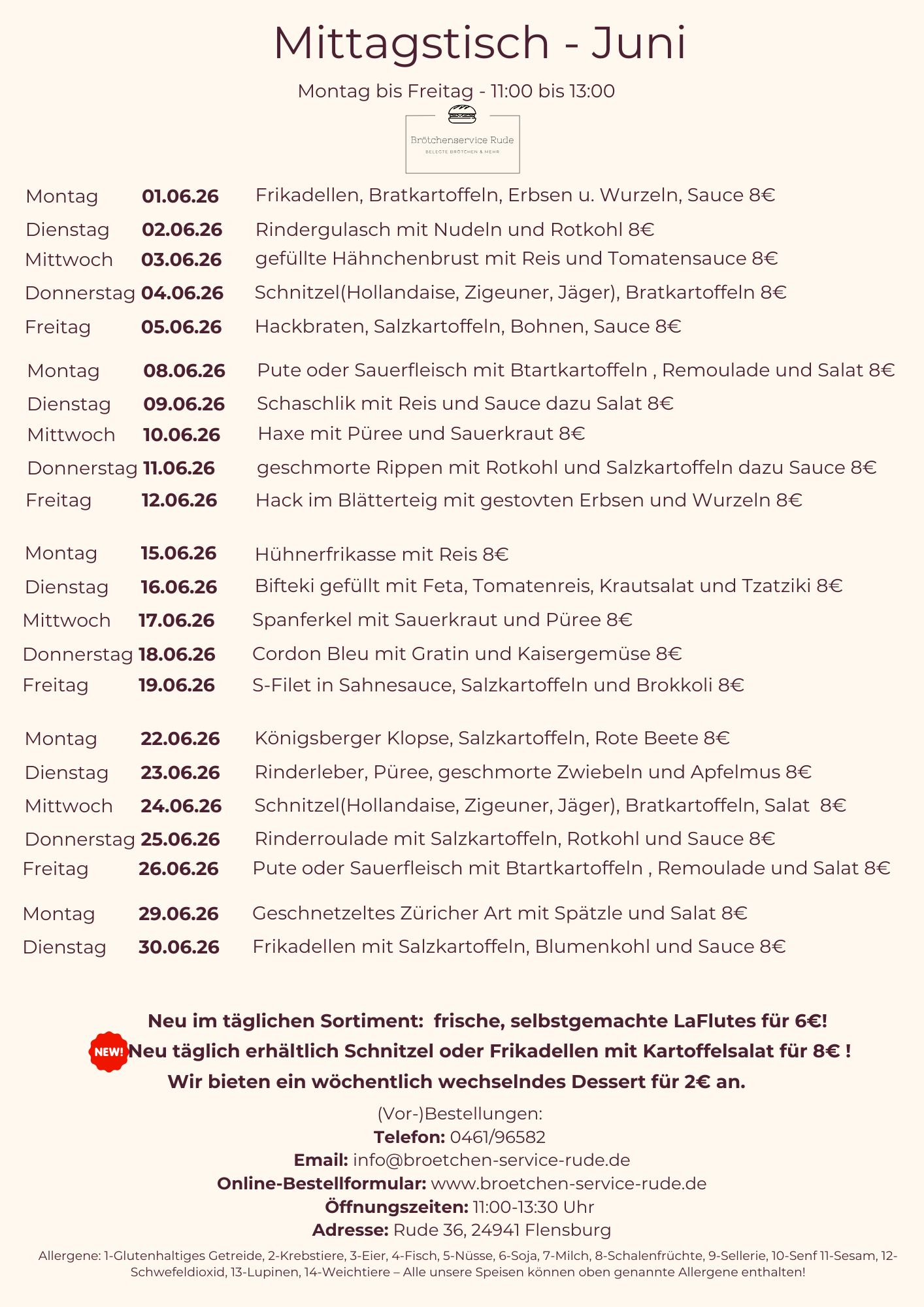 Mittagstisch Brötchenservice