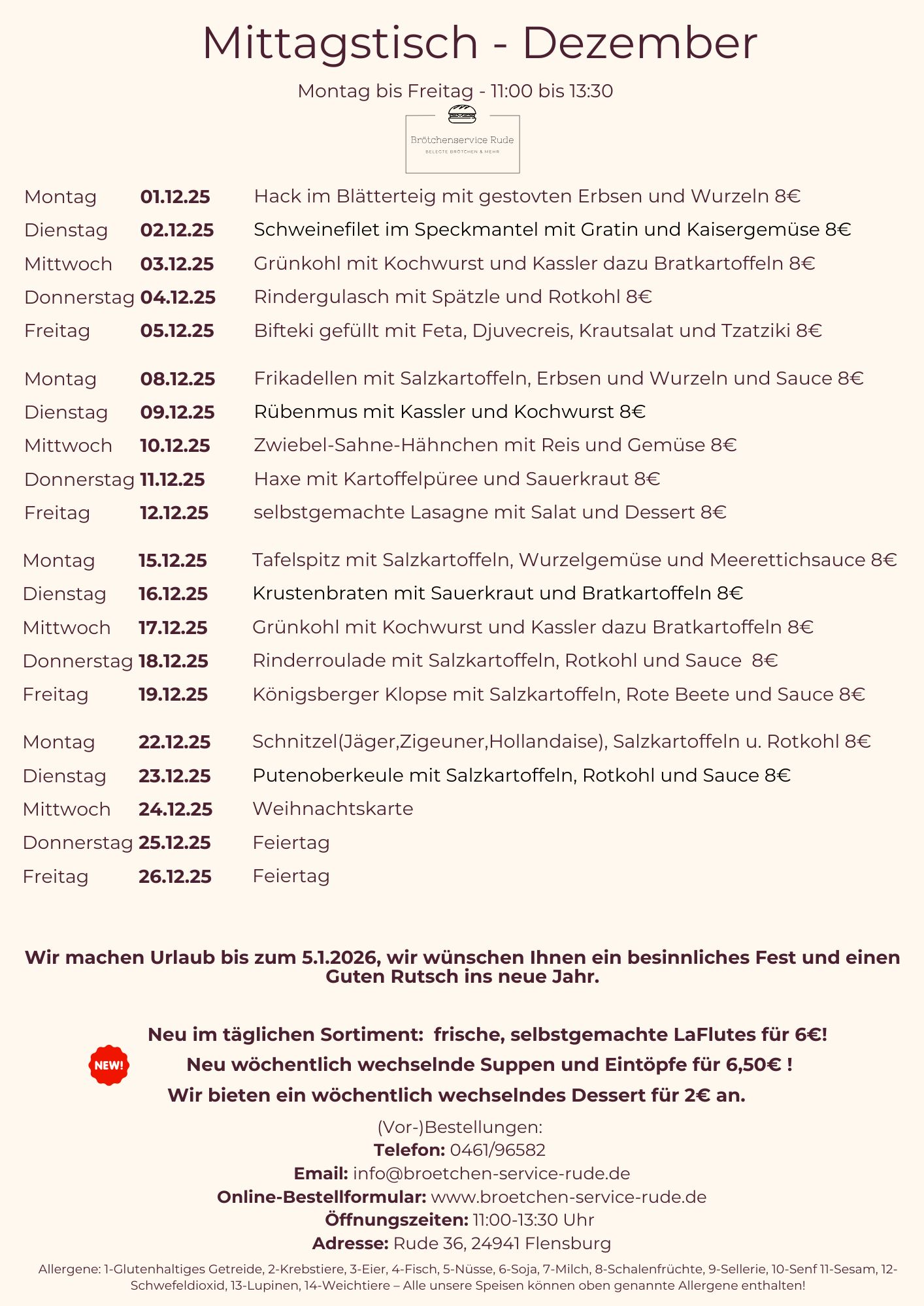 Mittagstisch Brötchenservice